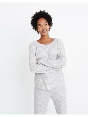 Madewell Women’s Supersoft Waffle Knit Top in Light Heather Gray-Size X-Small